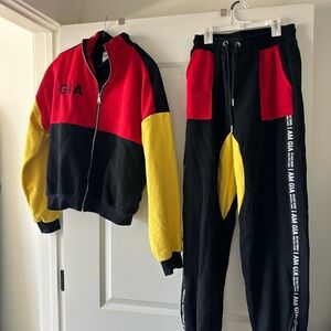 I.AM.GIA Red and Black Zip-Up Jacket